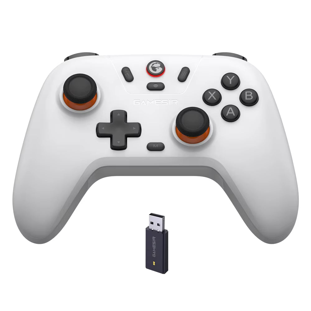 Mando inalámbrico GameSir T4 Nova Lite para videojuegos, compatible con Switch, Android, iOS y PC, con conectividad por dongle y cable.