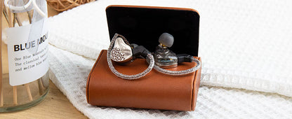 KBEAR Estuche Magnético para Audífonos IEM – Case Portátil de Cuero PU