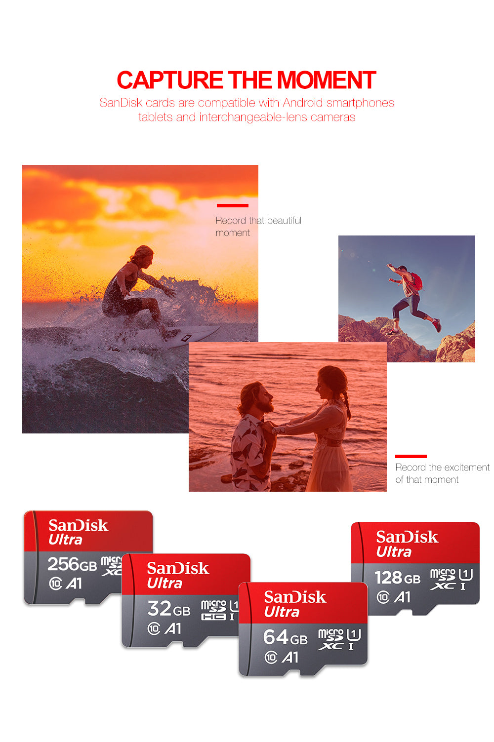 Tarjeta de Memoria SanDisk Ultra microSD UHS-I A1 Class 10 128GB 256GB