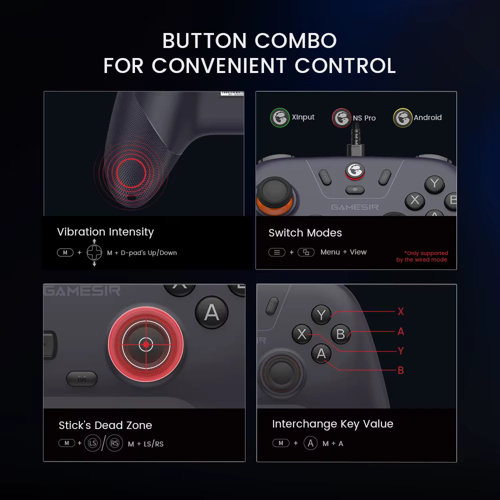 Mando inalámbrico GameSir T4 Nova Lite para videojuegos, con conectividad por dongle y cable, compatible con Switch, Android, iOS y PC.