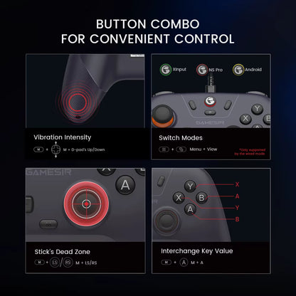 Mando inalámbrico GameSir T4 Nova Lite para videojuegos, con conectividad por dongle y cable, compatible con Switch, Android, iOS y PC.