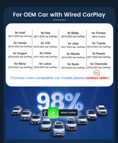 Caja de tecnología CarlinKit CarPlay AI TV Box con Android 13, procesador QCM6125, Wi-Fi, 4G LTE, 4GB RAM y 64GB de almacenamiento