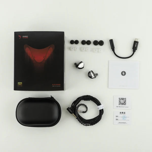 Auriculares IEM híbridos SIMGOT EG280 con drivers DD y planar, cable USB-C para gaming y alta fidelidad de sonido.