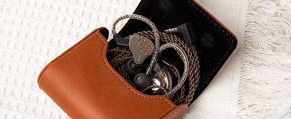 KBEAR Estuche Magnético para Audífonos IEM – Case Portátil de Cuero PU
