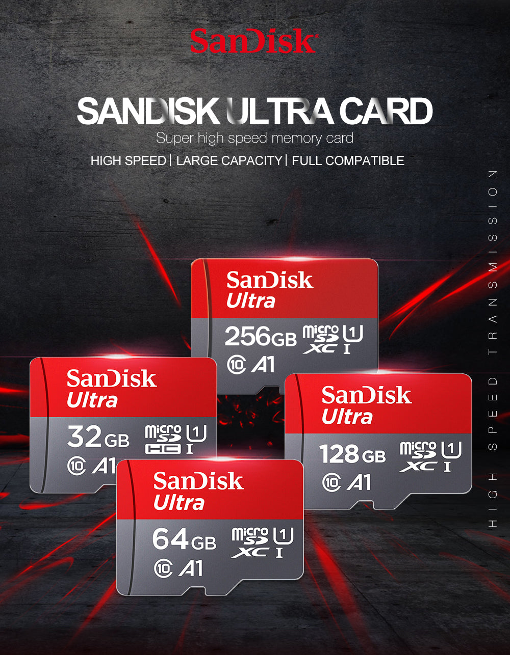 Tarjeta de Memoria SanDisk Ultra microSD UHS-I A1 Class 10 128GB 256GB