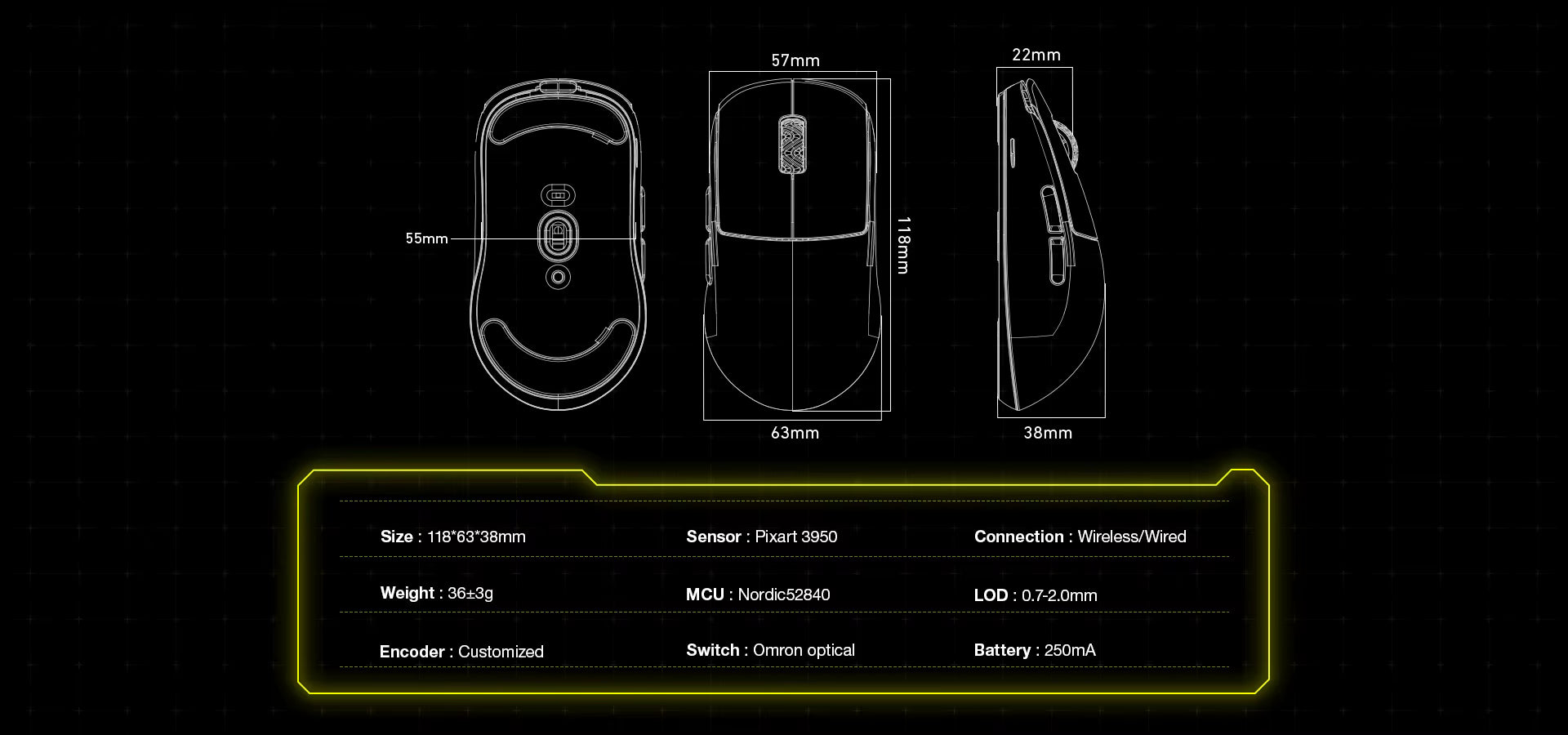 Ratón gaming inalámbrico Scyrox V8 ultraligero de 36 g con sensor PAW3950, diseño ergonómico y modo triple para FPS y esports.