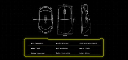 Ratón gaming inalámbrico Scyrox V8 ultraligero de 36 g con sensor PAW3950, diseño ergonómico y modo triple para FPS y esports.