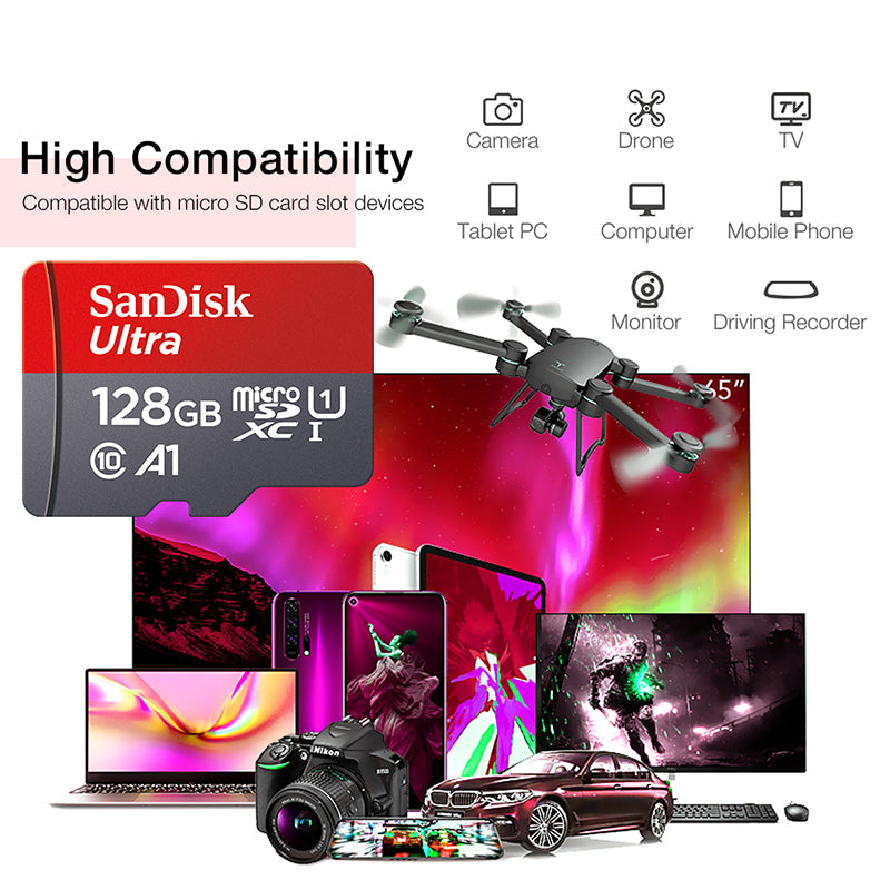 Tarjeta de Memoria SanDisk Ultra microSD UHS-I A1 Class 10 128GB 256GB