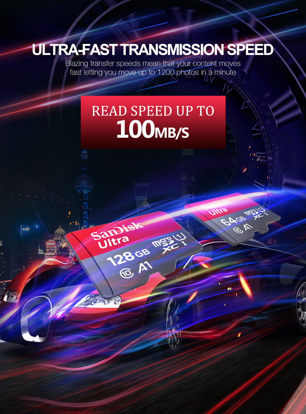 Tarjeta de Memoria SanDisk Ultra microSD UHS-I A1 Class 10 128GB 256GB