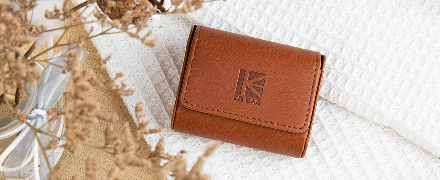 KBEAR Estuche Magnético para Audífonos IEM – Case Portátil de Cuero PU