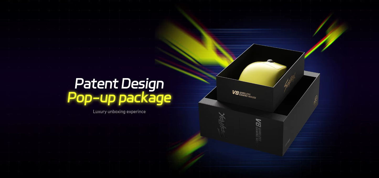 Ratón gaming inalámbrico Scyrox V8 ultraligero de 36 g con sensor PAW3950, modo triple y diseño ergonómico para FPS y esports
