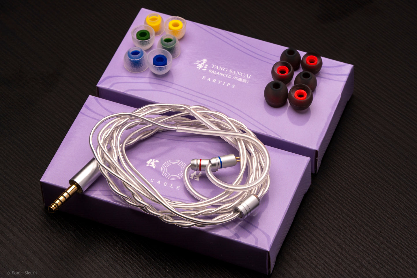 Monitor in-ear TANGZU Wan’er S.G II con driver dinámico de 10mm PET, detalles visibles en los auriculares.
