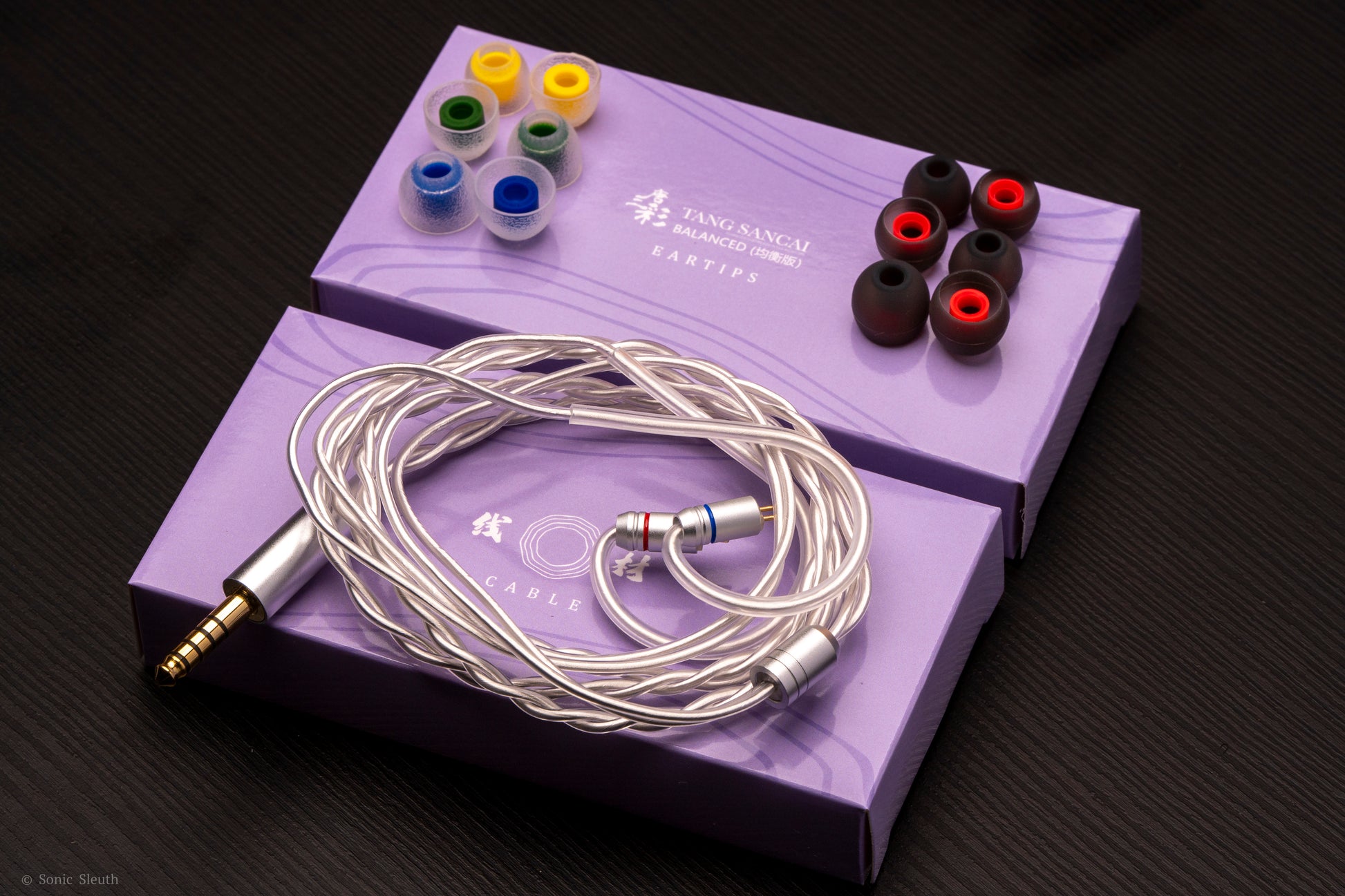 Monitor in-ear TANGZU Wan’er S.G II con driver dinámico de 10mm PET, detalles visibles en los auriculares.