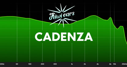 Auriculares in-ear Kiwi Ears Cadenza con driver dinámico de 10mm de berilio, vista frontal del monitor de audio.