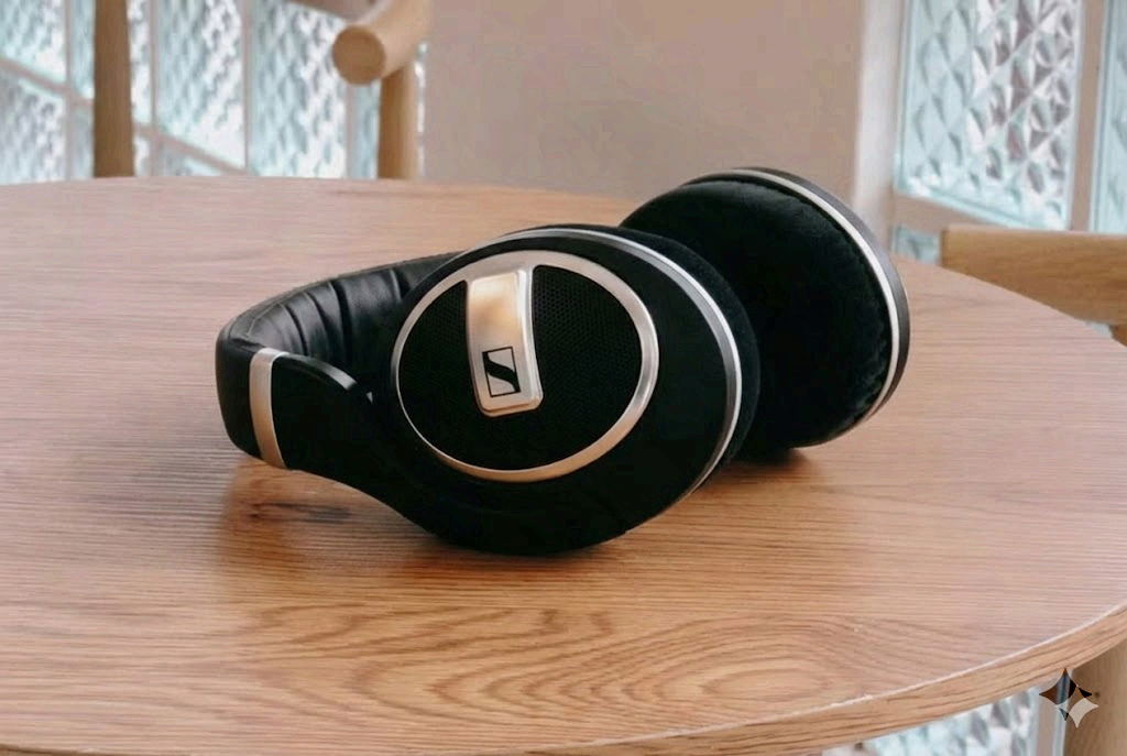 Audífonos abiertos Sennheiser HD 599 SE over-ear, con diseño cómodo y sonido de alta fidelidad, en color negro.