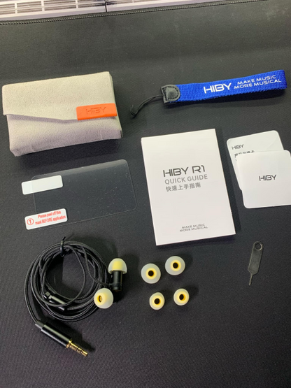 Reproductor de audio digital HiBy R1 Hi-Fi portátil con pantalla y controles, diseñado para música de alta calidad.