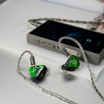 JUZEAR x Z Reviews Defiant Green-Bronze Tipo-C IEM Híbridos 1DD 3BA