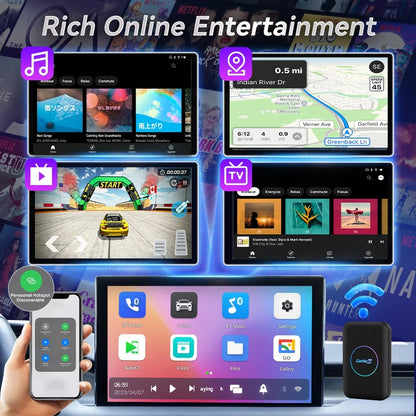 Caja Android TV CarlinKit LITE S con CarPlay y Android Auto inalámbricos, salida HDMI para Netflix e IPTV.
