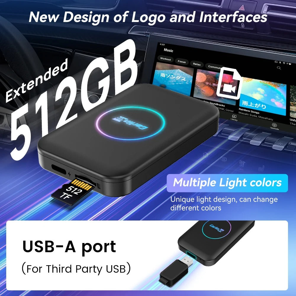 Cargador CarlinKit LITE S para Android TV Box 5 en 1 con CarPlay y Android Auto inalámbrico, salida HDMI, compatible con Netflix e IPTV