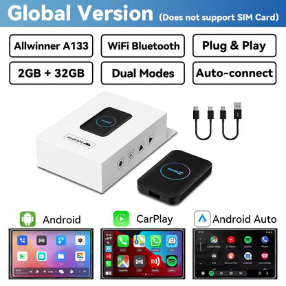 Caja de tecnología CarlinKit LITE S para Android TV con CarPlay y Android Auto inalámbrico, salida HDMI, compatible con Netflix e IPTV.