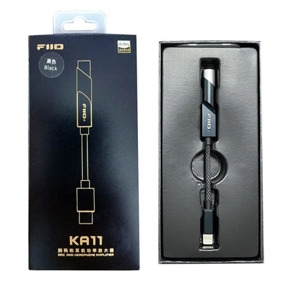 Convertidor digital a analógico FiiO KA11 con salida de 3.5mm y alta potencia, para audio de alta calidad.
