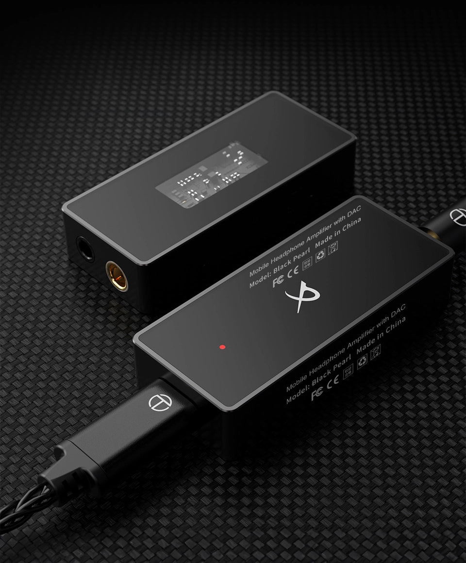Convertidor de audio digital a analógico TRN Black Pearl, DAC portátil Hi-Fi con pantalla y puertos de entrada.